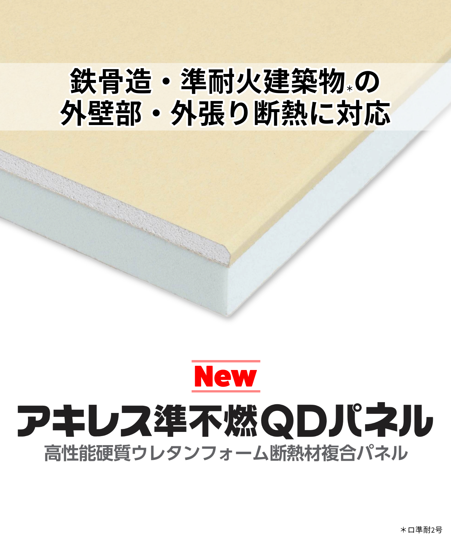 アキレス準不燃QDパネル　高性能硬質ウレタンフォーム断熱材複合パネル